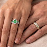 Photo of Ixora 1 3/8 Carat T.W. Emerald and Diamond Trio Matching Wedding Ring Set 10K Yellow Gold [BT2135Y-C000]