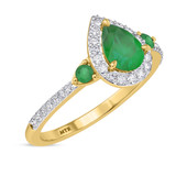 Photo of Ixora 1 3/8 Carat T.W. Emerald and Diamond Trio Matching Wedding Ring Set 10K Yellow Gold [BT2135YE-C000]