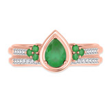 Photo of Abilia 1 1/10 Carat T.W. Emerald and Diamond Matching Bridal Ring Set 14K Rose Gold [BR2146R-C000]