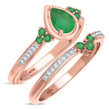 Photo of Abilia 1 1/10 Carat T.W. Emerald and Diamond Matching Bridal Ring Set 14K Rose Gold [BR2146R-C000]