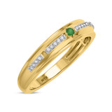 Photo of Liana 1/7 Carat T.W. Emerald and Diamond Mens Wedding Band 10K Yellow Gold [BT2154YM]