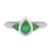 Photo of Abilia 1 1/10 CT. T.W. Emerald and Diamond Matching Bridal Ring Set 10K White Gold [BT2146WE-C000]