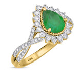 Photo of Liana 2 1/10 CT. T.W. Emerald and Diamond Trio Matching Wedding Ring Set 14K Yellow Gold [BT2154YE-C000]