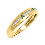 Photo of Ixora 1/7 CT. T.W. Emerald and Diamond Mens Wedding Band 10K Yellow Gold [BT2135YM]