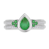 Photo of Abilia 1 1/10 Carat T.W. Emerald and Diamond Matching Bridal Ring Set 14K White Gold [BR2146W-C000]