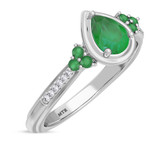 Photo of Abilia 1 1/10 Carat T.W. Emerald and Diamond Matching Bridal Ring Set 14K White Gold [BT2146WE-C000]