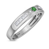 Photo of Hana 1/7 CT. T.W. Emerald and Diamond Mens Wedding Band 10K White Gold [BT2143WM]