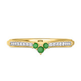 Photo of Abilia 1 1/10 CT. T.W. Emerald and Diamond Matching Bridal Ring Set 14K Yellow Gold [BT2146YL]