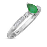 Photo of Hana 7/8 CT. T.W. Emerald and Diamond Trio Matching Wedding Ring Set 14K White Gold [BT2143WE-C000]