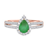 Photo of Lita 1 1/4 CT. T.W. Emerald and Diamond Matching Bridal Ring Set 10K Rose Gold [BT2153RE-C000]