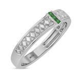 Photo of Manuka 1/7 Carat T.W. Emerald and Diamond Mens Wedding Band 10K White Gold [BT2159WM]