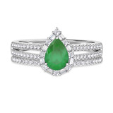 Photo of Lita 1 1/4 Carat T.W. Emerald and Diamond Matching Bridal Ring Set 14K White Gold [BR2153W-C000]