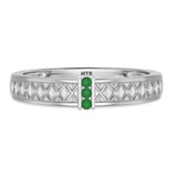 Photo of Manuka 1/7 CT. T.W. Emerald and Diamond Mens Wedding Band 14K White Gold [BT2159WM]