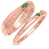 Photo of Neeja 1/6 Carat T.W. Emerald and Diamond Matching Wedding Band Set 10K Rose Gold [WB2158R]