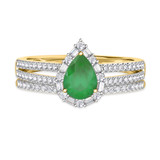 Photo of Lita 1 1/4 Carat T.W. Emerald and Diamond Matching Bridal Ring Set 14K Yellow Gold [BR2153Y-C000]
