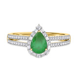 Photo of Lita 1 1/4 Carat T.W. Emerald and Diamond Matching Bridal Ring Set 14K Yellow Gold [BT2153YE-C000]
