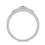 Photo of Lita 1/6 Carat T.W. Emerald and Diamond Mens Wedding Band 14K White Gold [BT2153WM]