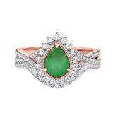 Photo of Liana 2 Carat T.W. Emerald and Diamond Matching Bridal Ring Set 10K Rose Gold [BR2154R-C000]