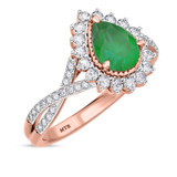 Photo of Liana 2 Carat T.W. Emerald and Diamond Matching Bridal Ring Set 10K Rose Gold [BT2154RE-C000]