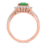 Photo of Liana 2 Carat T.W. Emerald and Diamond Matching Bridal Ring Set 10K Rose Gold [BT2154RE-C000]
