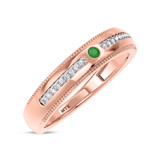 Photo of Kantuta 1/7 Carat T.W. Emerald and Diamond Mens Wedding Band 14K Rose Gold [BT2157RM]