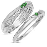 Photo of Neeja 1/6 Carat T.W. Emerald and Diamond Matching Wedding Band Set 14K White Gold [WB2158W]