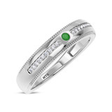 Photo of Kantuta 1 1/2 CT. T.W. Emerald and Diamond Trio Matching Wedding Ring Set 10K White Gold [BT2157WM]