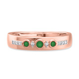 Photo of Kana 1/5 Carat T.W. Emerald and Diamond Mens Wedding Band 14K Rose Gold [BT2138RM]