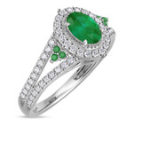 Photo of Kantuta 1 1/7 Carat T.W. Emerald and diamond Engagement Ring 10K White Gold [BT2157WE-C000]