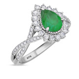 Photo of Liana 2 CT. T.W. Emerald and Diamond Matching Bridal Ring Set 14K White Gold [BT2154WE-C000]