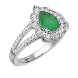 Photo of Kana 2 1/3 Carat T.W. Emerald and Diamond Trio Matching Wedding Ring Set 10K White Gold [BT2138WE-C000]