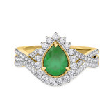 Photo of Liana 2 CT. T.W. Emerald and Diamond Matching Bridal Ring Set 10K Yellow Gold [BR2154Y-C000]