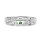 Photo of Kantuta 1/7 CT. T.W. Emerald and Diamond Mens Wedding Band 10K White Gold [BT2157WM]