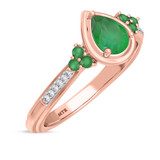 Photo of Abilia 1 1/5 CT. T.W. Emerald and Diamond Trio Matching Wedding Ring Set 10K Rose Gold [BT2146RE-C000]