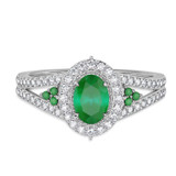 Photo of Kantuta 1 1/2 Carat T.W. Emerald and Diamond Trio Matching Wedding Ring Set 14K White Gold [BT2157WE-C000]