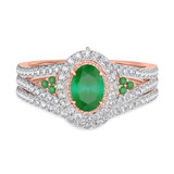 Photo of Kantuta 1 1/3 CT. T.W. Emerald and Diamond Matching Bridal Ring Set 14K Rose Gold [BR2157R-C000]