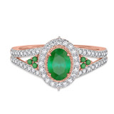 Photo of Kantuta 1 1/3 CT. T.W. Emerald and Diamond Matching Bridal Ring Set 14K Rose Gold [BT2157RE-C000]