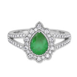 Photo of Kana 2 1/3 CT. T.W. Emerald and Diamond Trio Matching Wedding Ring Set 14K White Gold [BT2138WE-C000]