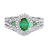 Photo of Kantuta 1 1/3 Carat T.W. Emerald and Diamond Matching Bridal Ring Set 10K White Gold [BR2157W-C000]
