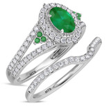 Photo of Kantuta 1 1/3 Carat T.W. Emerald and Diamond Matching Bridal Ring Set 10K White Gold [BR2157W-C000]