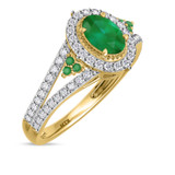 Photo of Kantuta 1 1/2 CT. T.W. Emerald and Diamond Trio Matching Wedding Ring Set 10K Yellow Gold [BT2157YE-C000]