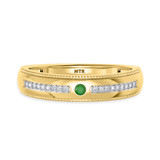Photo of Kantuta 1 1/2 CT. T.W. Emerald and Diamond Trio Matching Wedding Ring Set 10K Yellow Gold [BT2157YM]