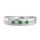 Photo of Kana 1/5 CT. T.W. Emerald and Diamond Mens Wedding Band 14K White Gold [BT2138WM]