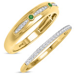 Photo of Ixora 1/4 Carat T.W. Emerald and Diamond Matching Wedding Band Set 14K Yellow Gold [WB2135Y]