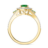 Photo of Kantuta 1 1/2 CT. T.W. Emerald and Diamond Trio Matching Wedding Ring Set 14K Yellow Gold [BT2157YE-C000]
