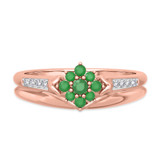 Photo of Neeja 3/8 CT. T.W. Emerald and Diamond Matching Bridal Ring Set 14K Rose Gold [BR2158R-C000]