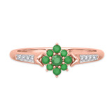 Photo of Neeja 3/8 CT. T.W. Emerald and Diamond Matching Bridal Ring Set 14K Rose Gold [BT2158RE-C000]