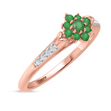 Photo of Neeja 3/8 CT. T.W. Emerald and Diamond Matching Bridal Ring Set 14K Rose Gold [BT2158RE-C000]