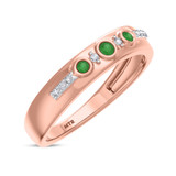 Photo of Kana 3/8 CT. T.W. Emerald and Diamond Matching Wedding Band Set 14K Rose Gold [BT2138RM]