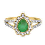 Photo of Kana 2 1/3 Carat T.W. Emerald and Diamond Trio Matching Wedding Ring Set 14K Yellow Gold [BT2138YE-C000]